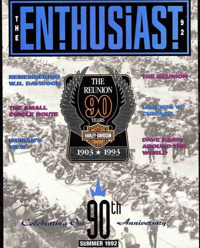 Summer 1992 harley-davidson enthusiast magazine -93 flstn nostalgia-90th anv