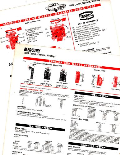 1969 mercury comet montego cyclone 69 lubrication lube tune-up charts 3