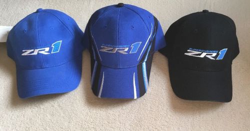 Corvette zr1 3 hats: blue, blue/black, and black
