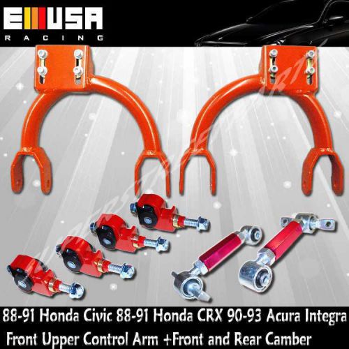 88-91 honda civic/crx 90-93 integra front upper control camber+f&amp;r camber red