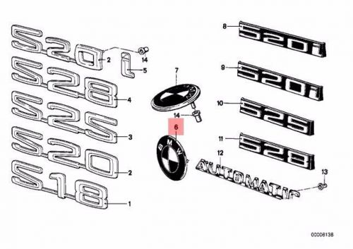 New oem genuine bmw e12 sedan rear trunk lid emblem badge logo sign 51141872327