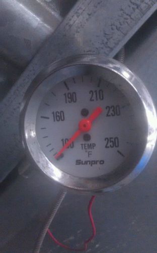 Sunpro 2&#034; mechanical water / oil temperature gauge white, chrome bezel cp8207