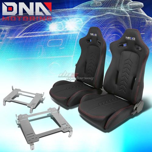 Sell NRG BLACK RECLINABLE RACING SEATS+FULL STAINLESS BRACKET FOR CIVIC