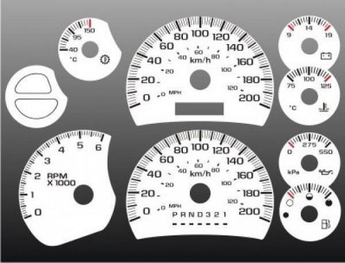 2003-2007 silverado gas kmh metric dash cluster white face gauges