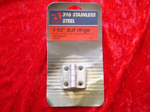 Pack of 2 attwood 316 stainless steel 1-1/2-inch butt hinges- # 66163-3 -nip-new