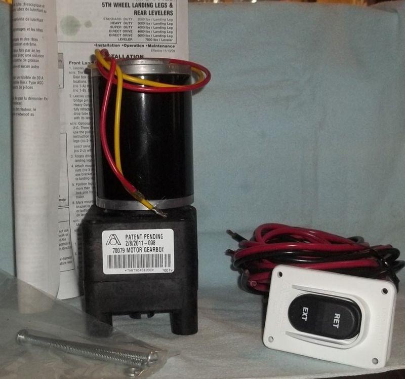 2 new atwood rv 12vdc motors 5th wheel landing leg rear leveler w/ wire & switch