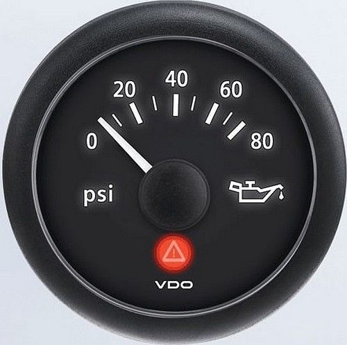 Viewline onyx 80 psi oil pressure gauge 12/24v with vdo sender and round bezel