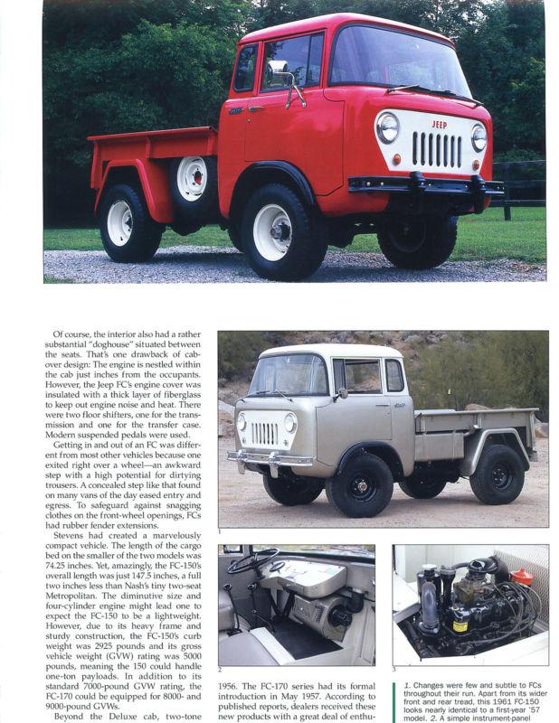 1957- 1965 jeep forward control trucks 8 pg color  article