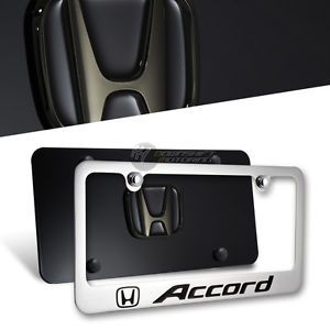 3d pearl black honda accord front + back stainless steel license plate frame new