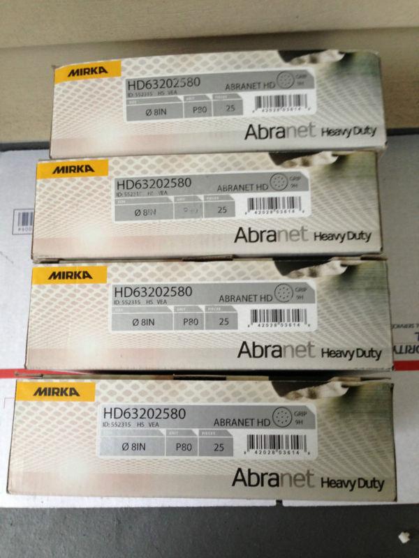 Mirka hd63202580 80 grit 8" abranet 8 hole grip disc qty.25 (lot of 4)