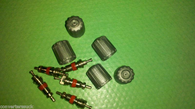 Standard gray    tire valve stem caps   &  valve stem cores     5 pcs