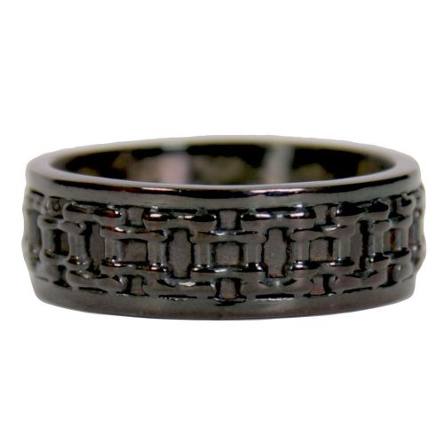 Hot leathers jwr2139 men's black 'bike chain' stainless steel ring