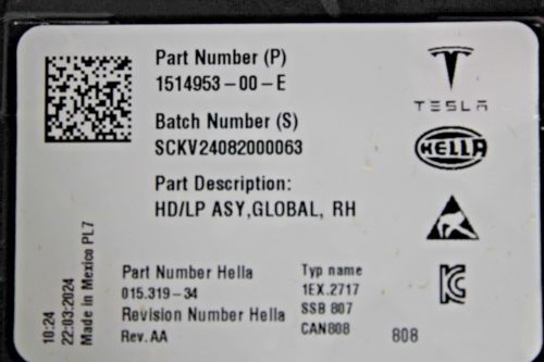 2021-2023 TESLA MODEL 3/Y RIGHT PASSENGER SIDE LED MATRIX HEADLIGHT NICE OEM, US $259.99, image 10