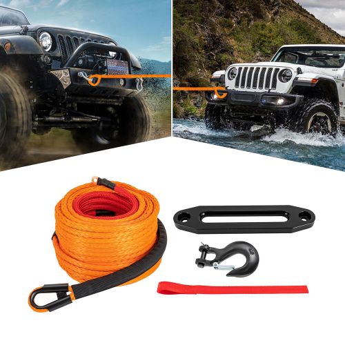 3/8" 100 FT Synthetic Winch Rope Winch Line Cable Rope with Winch Hook Fairleads, US $74.85, image 9