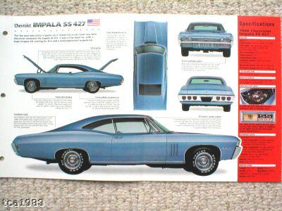 1967 / 1968 chevrolet impala ss-427 / ss427 imp brochure