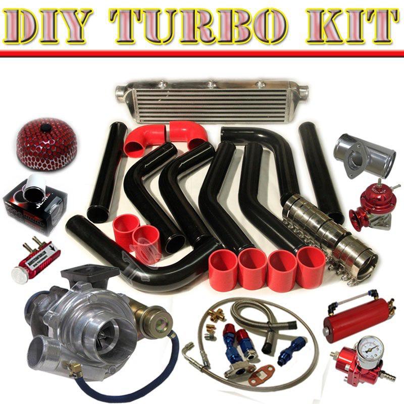 T3/t4 v-band turbo+27" intercooler+2.5" piping kit+fpr+bov type-rs+adaptor bk/rd