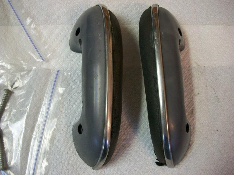 1953 pontiac chieftan arm rests w/ chrome strips, vintage original rat rod pair
