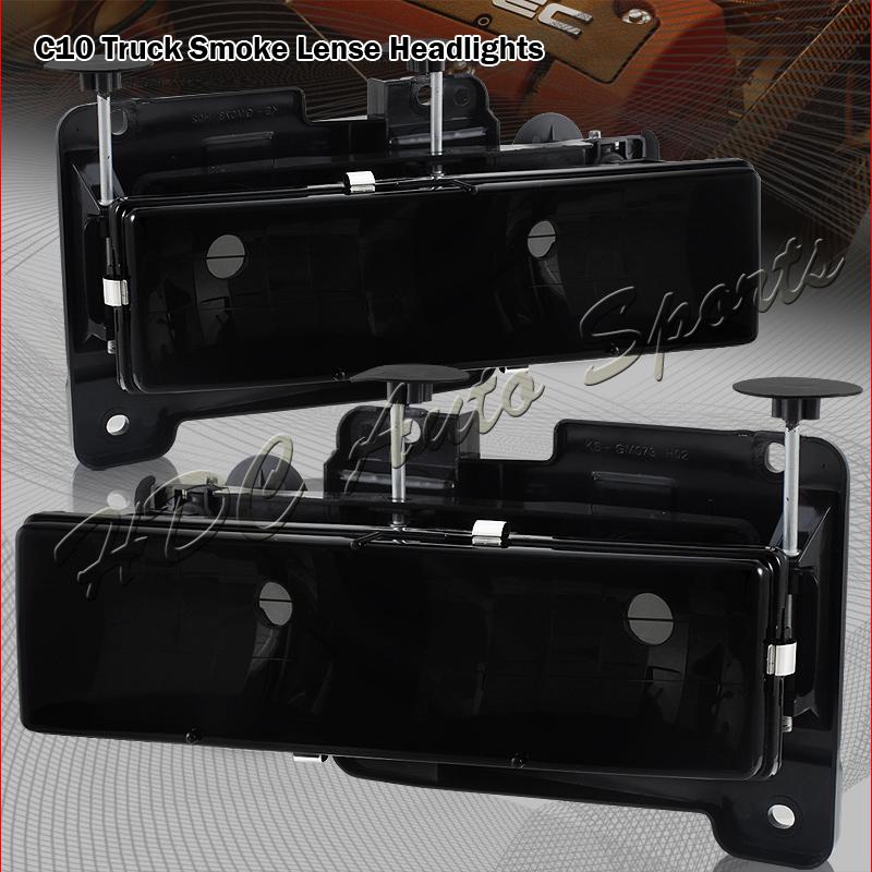 1988-1999 gmc/chevy c10 smoked lens internal chrome reflector headlight lamps