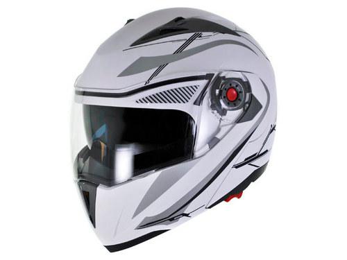 Snowmobile atv utv 4x4 - matte white modular flip up helmet dual smoke visor - m