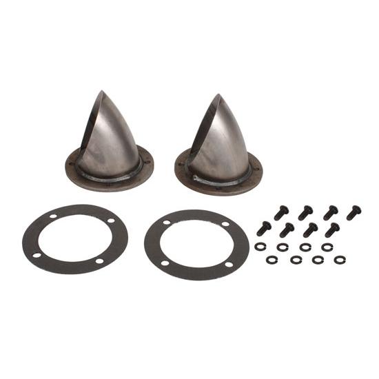 New 3.50" lake style exhaust header turn-outs, plain steel finish, pair