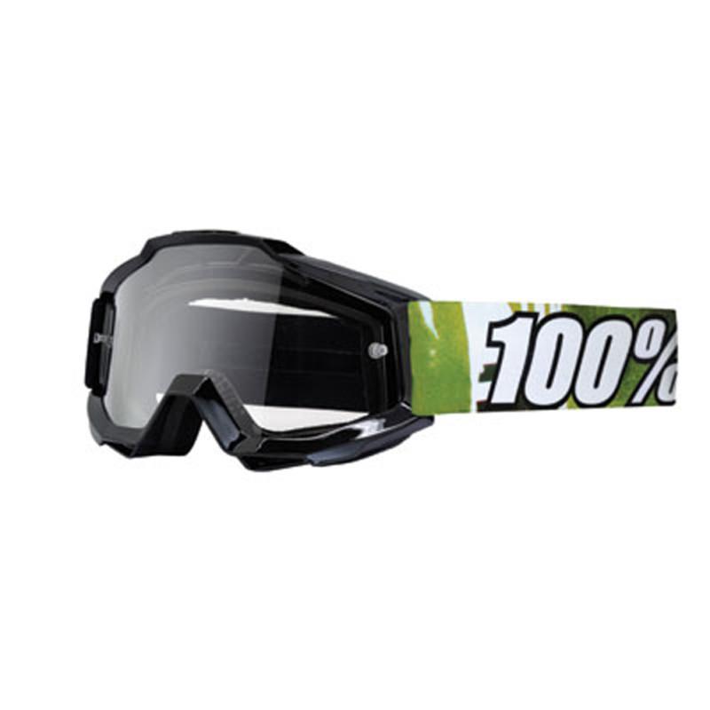100% accuri junior motocross youth goggles, subway jr.(green/white), clear lens