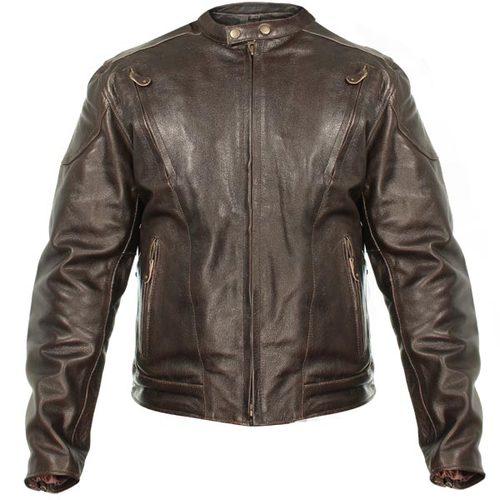 Xelement mens retro brown premium speedster motorcycle jackets with zip out lin