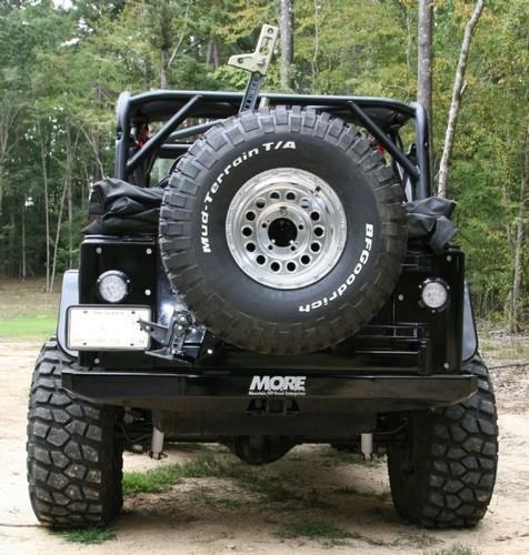 M.o.r.e. black rear bumper with tire carrier jeep wrangler yj 1987-1995
