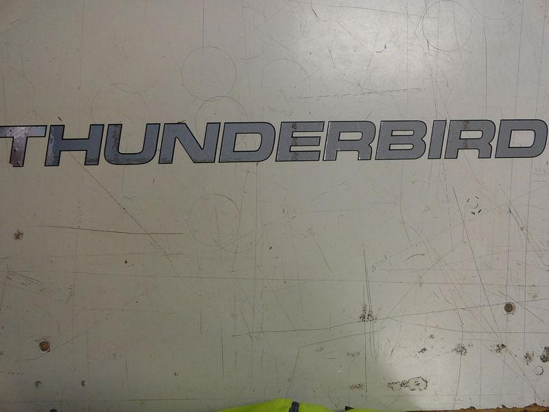 Thunderbird decal pair (2) silver/black 24" x 2" marine boat