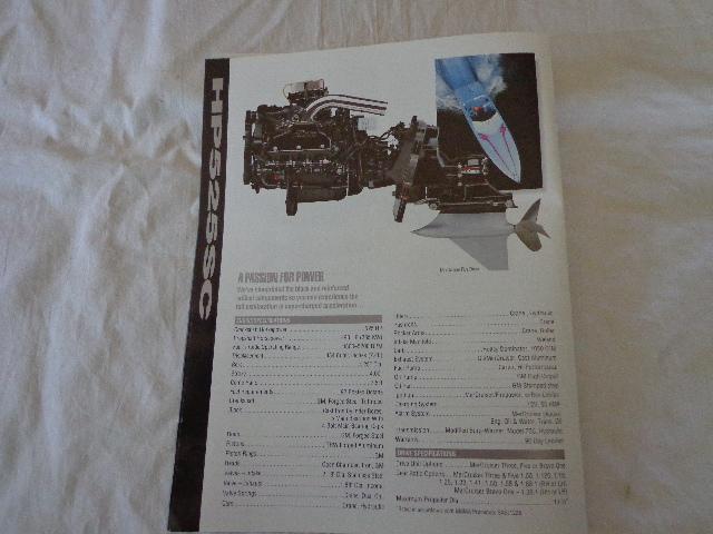 Dated 1991 mercruiser hi-performance series hp525sc single page spec sheet 