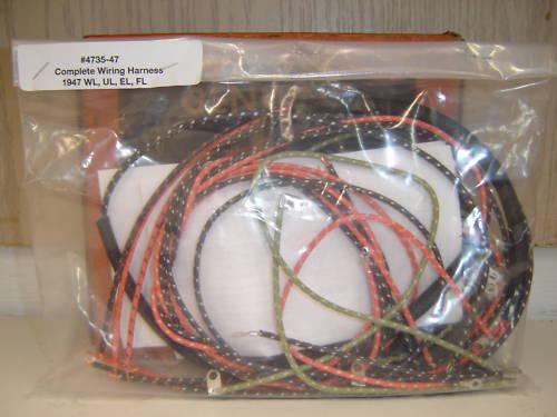 Harley knucklehead ul el fl wl 45 wiring harness 1947