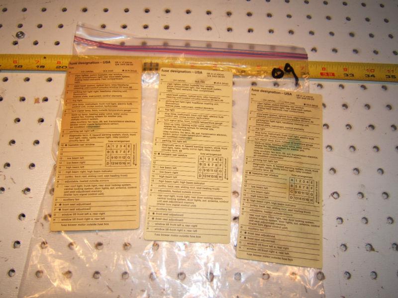 Mercedes w124  fuse desgnation 1 sheet  usa version,1 sheet only, 124 545 09 00