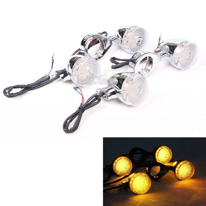 41mm chrome bullet turn signal light relocation fork clamp harley sportster dyna