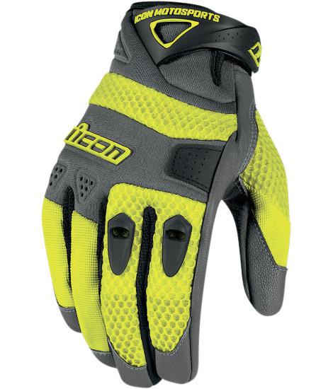 Icon anthem mens motorcycle gloves leather / textile mil spec yellow 3xl xxxl 3x