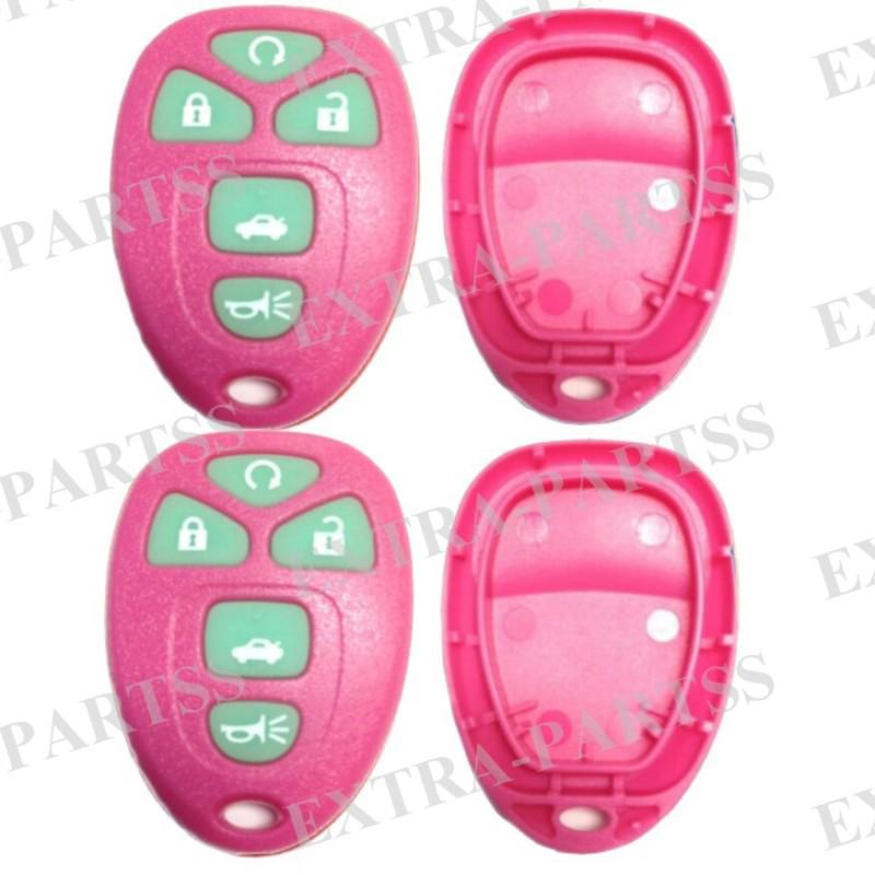 2 new pink glow replacement gm keyless remote key fob shell case & pad clicker