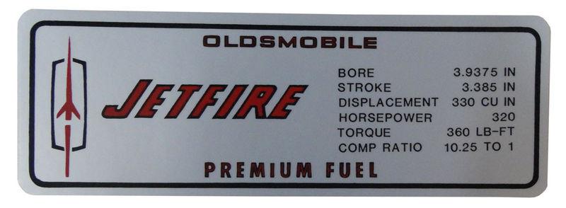 1967 oldsmobile jetfire valve cover decal - cutlass