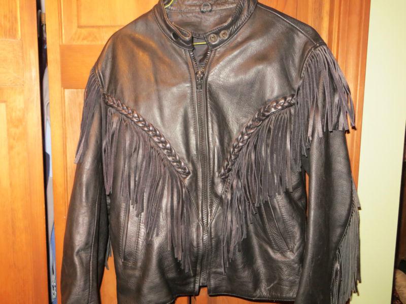 Women's black leather motorcycle jacket