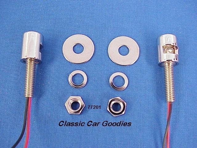 License plate bolts slotted "blue led" chrome base 12v