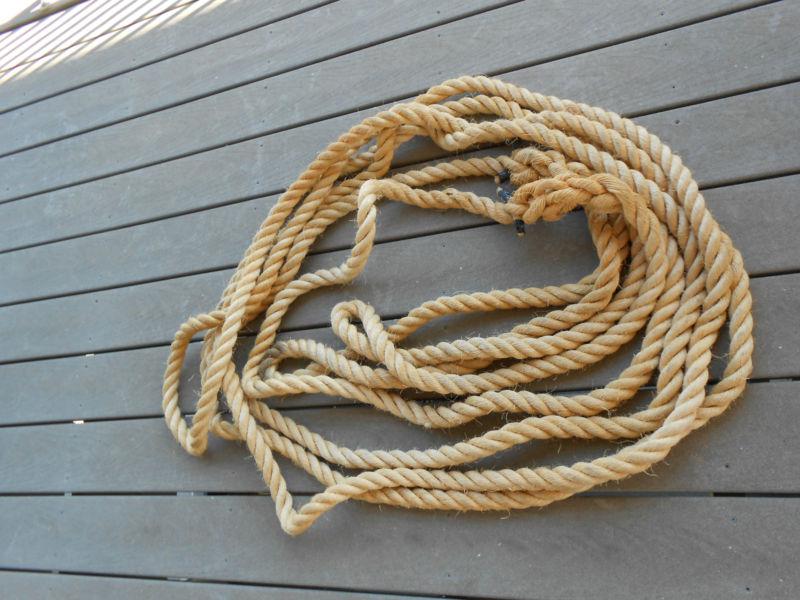 Boat ship rope braid hemp loop at both ends 2" x 45" nautical decor towing farm
