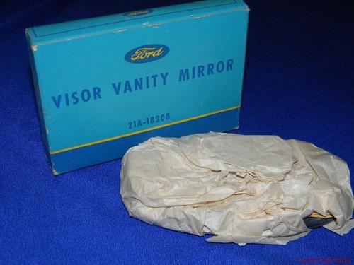 Nos ford 1942 46 47 48 visor vanity mirror beveled glass rosette bolts 21a-15208