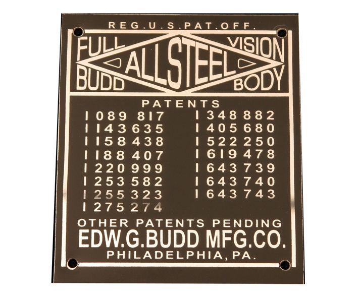 28,29,30,31,32,33,34,35 dodge,plymouth,chrysler, desoto budd body id plate - new