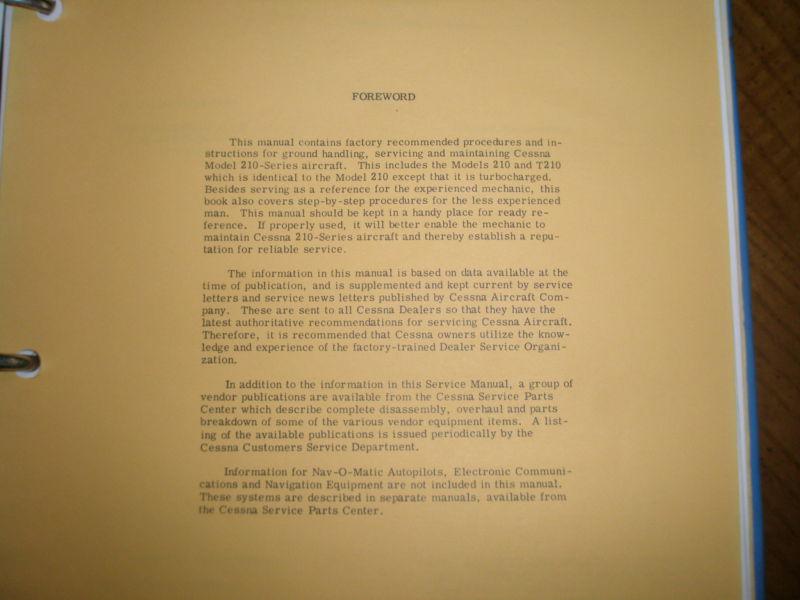 Cessna Centurion series 1970-1976 Service Manual w/ changes, US $15.00, image 3