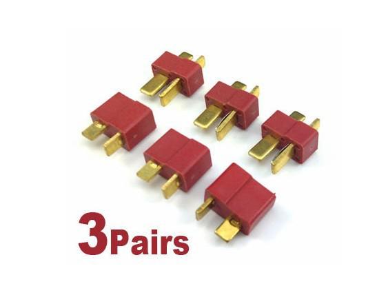 3 pair t plug connector anti slip male & female deans connectors lipo battery