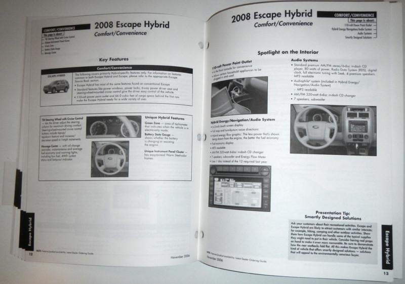 2008 FORD ESCAPE + ESCAPE HYBRID SOURCE BOOK BROCHURE, US $5.99, image 11