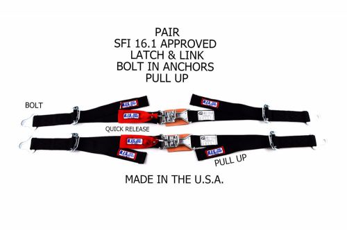Rjs racing sfi 16.1 pair bolt in latch &amp; link 2&#034; lap belts black 30296 15000401