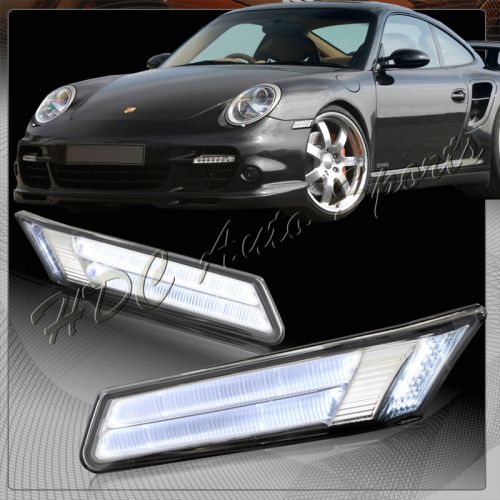 For 2005-2012 porsche carrera led chrome housing clear side marker bumper lights