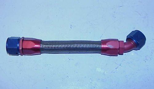 Aeroquip 10" stainless braided hose -12 an 45° &amp; straight reusable fittings m204