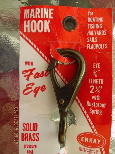 Lot of five (5) enkay, solid brass marine hooks - assorted sizes