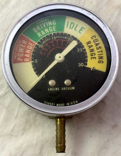Vintage motor engine vacuum gauge &amp; bracket amc chevy pontiac ford mercury mopar