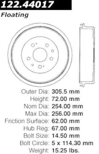 Centric parts 122.44017 rear brake drum