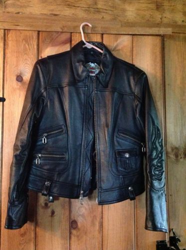Harley davidson women's black leather jacket medium